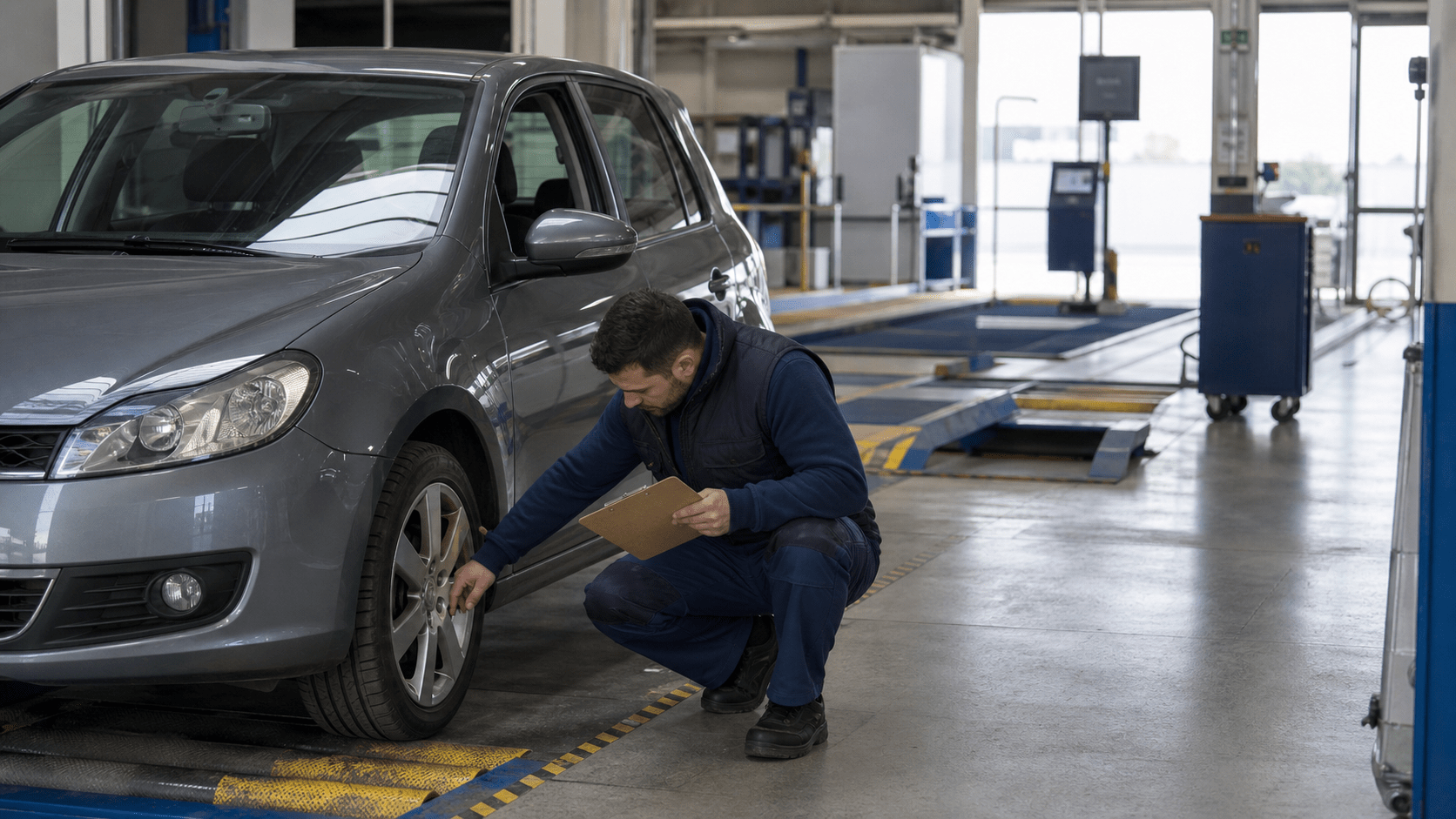 Contrôle technique d'une voiture avec contre-visite avant vente